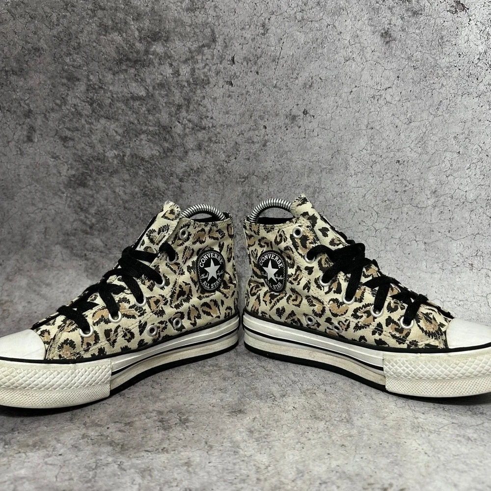 Converse Chuck Taylor All Star Eva Lift Kids 1 Brown Leopard Platform Sneakers